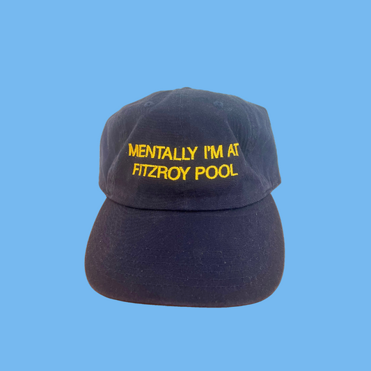 Mentally I'm at Fitzroy Pool Cap - Navy & Yellow